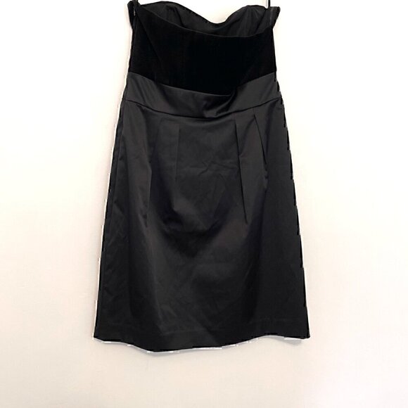 NEW NWT BANANA REPUBLIC Black Velvet Mixed Media Strapless Knee LBD Sheath Dress - Picture 11 of 12